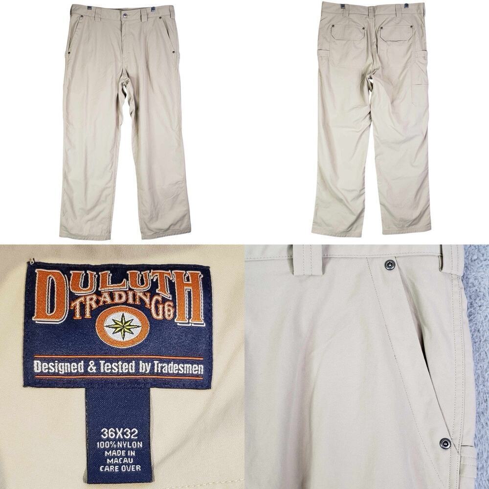 Duluth Trading Co Cargo Pants Size 36x32 Nylon 36 Tan Beige Straight Hiking